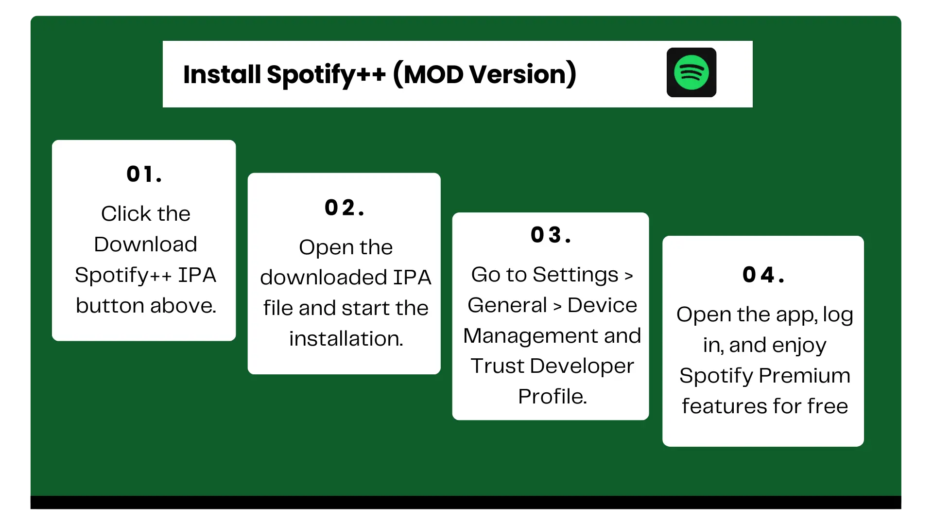 Spotify++ for iOS 2 5. Will using Spotify++ iOS get my account banned? Banner Guide to get Spotify MOD APK for ios
